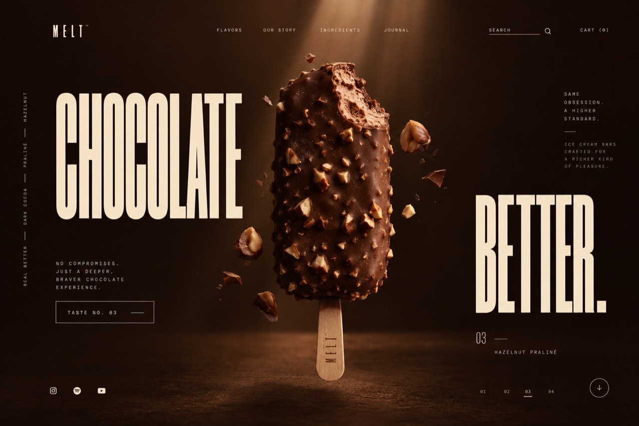 MELT dark chocolate ice cream ecommerce storefront
